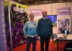 Sharon Lowndes and Patrick Fairweather of Fairweather. Agapanthus increased in popularity over the last year, particularly the reblooming varieties. They are also compact. One of their nee varieties is Black Jack, with Black buds and weep velvet purple color flower.